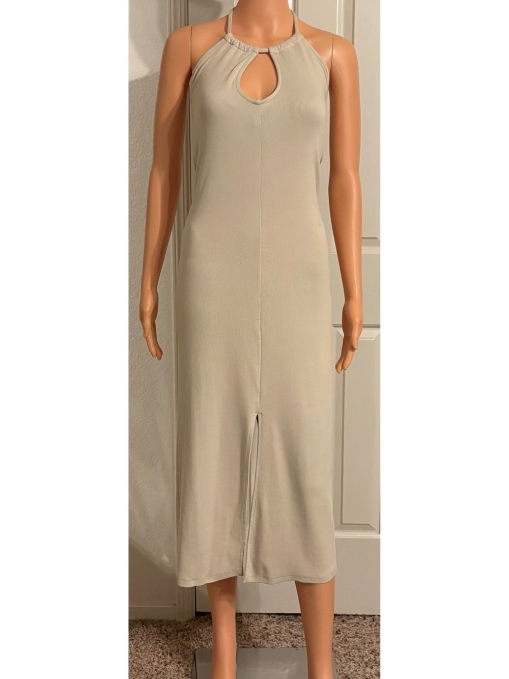 Old Navy Ribbed Halter Dress in Beige